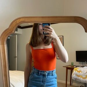 UO Orange Square Neck Bodysuit